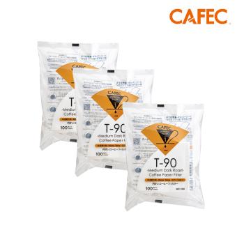 【CAFEC】三洋日本製T90中深焙豆專用白色錐形咖啡濾紙(1~2人份)100張 MC1-100W-3入組