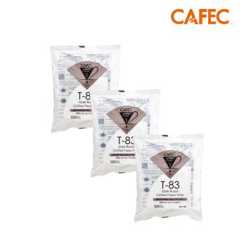 【CAFEC】三洋日本製T83深焙豆專用白色錐形咖啡濾紙(1~2人份)100張 DC1-100W-3入組