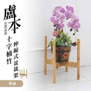 【dayneeds】盧本十字楠竹伸縮式盆栽架 單層