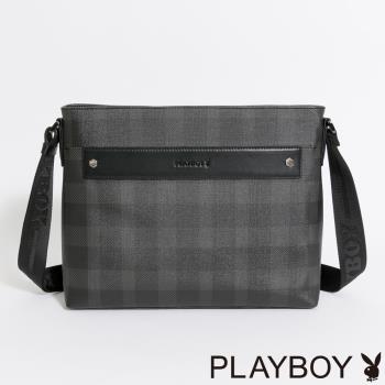 PLAYBOY - 下沉式斜背包-橫式 New century系列 - 灰色