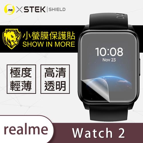【O-ONE】realme Watch 2『小螢膜』滿版全膠螢幕保護貼超跑包膜頂級原料犀牛皮(一組兩入)