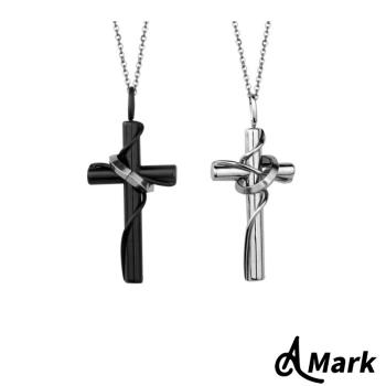 【A MARK】愛珍藏十字架戒環纏繞諾言316L鈦鋼項鍊 (2款任選)