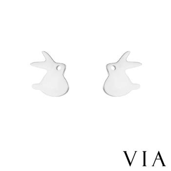 【VIA】動物系列 可愛迷你小兔造型白鋼耳釘 造型耳釘 鋼色