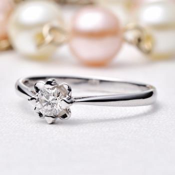 【le voeu】親愛女神 芙蘿拉 鑽石戒指 0.2克拉 9K金 鑽戒 (白K金台)