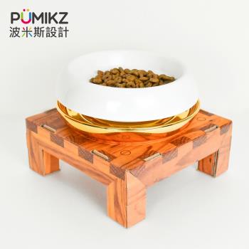 PUMIKZ波米斯bagel白金色 寵物陶瓷防蟻碗(貓及小型犬適用)