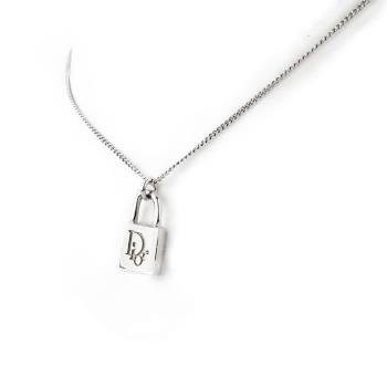 慈濟共善-85成新【Christian Dior迪奧】銀色logo絕版鎖頭項鍊 飾品 展示品