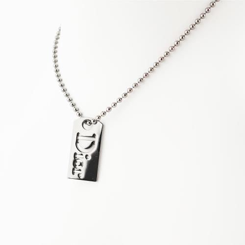 慈濟共善-88成新【Christian Dior迪奧】字母logo圓珠鏈吊牌鏤空項鍊 飾品 展示品