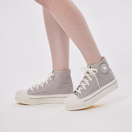 moz瑞典駝鹿 厚底增高 高筒帆布餅乾鞋(冰晶灰)-慈濟