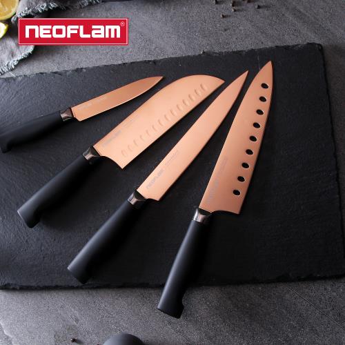 NEOFLAM 鈦金刀具4件組-(水果刀5吋/三德刀7吋/切片刀8吋/主廚刀8吋)