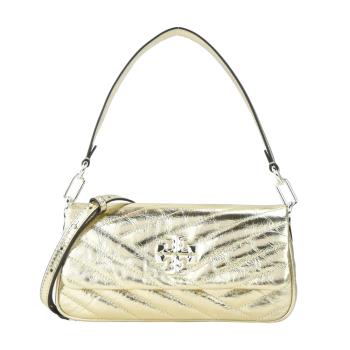 TORY BURCH KIRA 雙T字LOGO斜紋衍縫肩/斜兩用包-金色