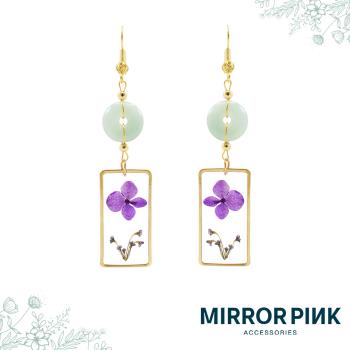 【MIRROR 皇宣緣】翡翠印花吊墜耳環