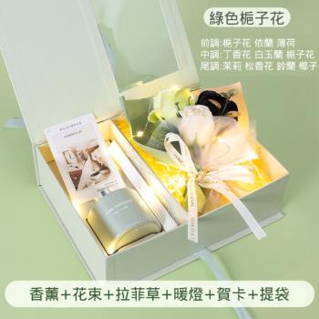 【臺灣現貨】香薰花藝套裝永生花香皂花禮盒附暖燈(聖誕節 情人節 母親節 告白 生日求婚 表白 婚禮)