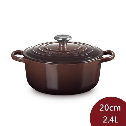 Le Creuset 琺瑯鑄鐵典藏圓鍋20cm 2.4L 巧克力棕法國製|鑄鐵鍋/琺瑯鍋