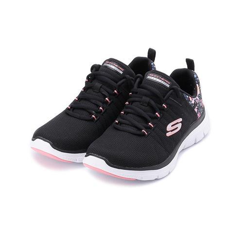 SKECHERS FLEX APPEAL 4.0 寬楦綁帶運動鞋 黑白 149586WBKMT 女鞋