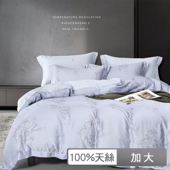【貝兒居家生活館】100%天絲四件式兩用被床包組 (加大雙人/春夜藍)