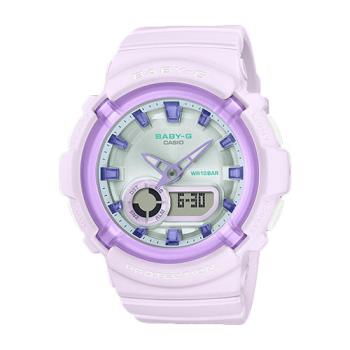 【CASIO 卡西歐】BABY-G 雙顯女錶 膠質錶帶 白藕色 防水100米 BGA-280(BGA-280SW-6A)
