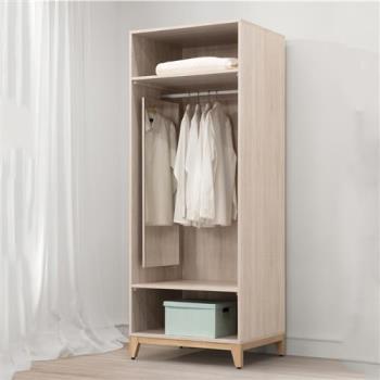 【MUNA】 艾洛利2.5尺開放式衣櫥/衣櫃(含側拉鏡)共兩色