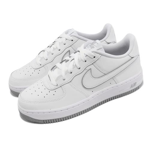 Nike 休閒鞋 Air Force 1 GS 大童鞋 女鞋 白 灰 AF1 小白鞋 灰邊 DX5805-100
