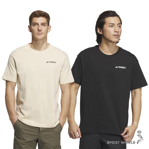 Adidas 男 女 短袖上衣 露營 戶外 休閒 米/黑【運動世界】IB8694/IC1945