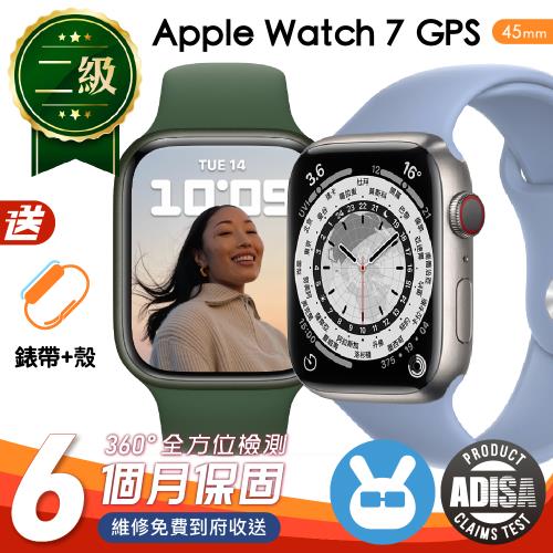 【福利品】Apple Watch Series 7 45公釐 GPS 鋁金屬錶殼 保固6個月 贈矽膠錶帶及透明錶殼