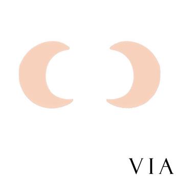 【VIA】星空系列 月亮造型白鋼耳釘 造型耳釘 玫瑰金色