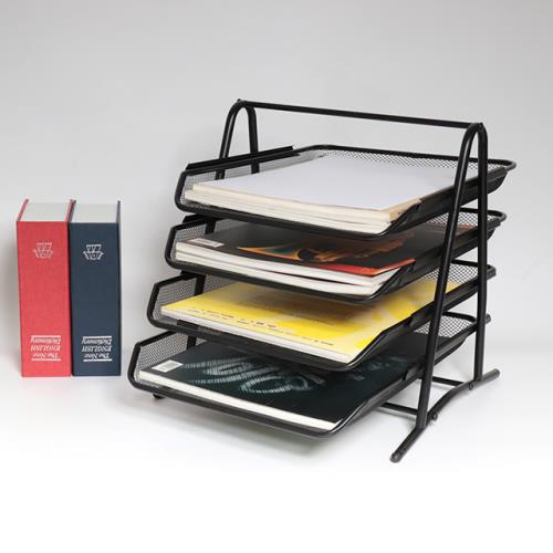 四層網格文件架/A4收納架/四層堆疊資料架/公文架