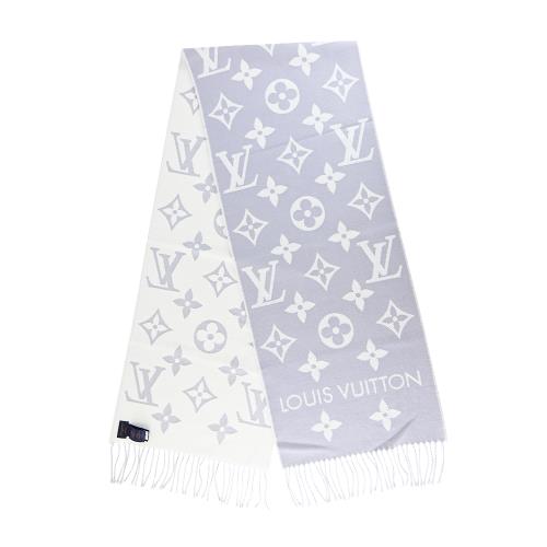 Louis Vuitton Essential Monogram圖案羊毛圍巾(灰色)