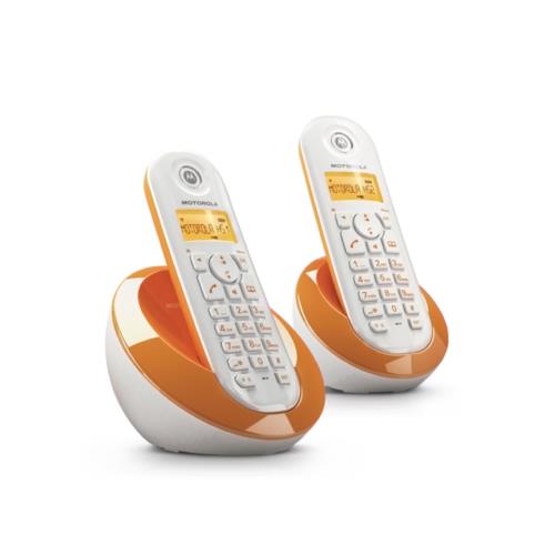 【MOTOROLA 摩托羅拉】DECT數位無線電話-橘 C602 (雙子機/熱銷機種)