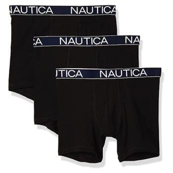 NAUTICA 2023男時尚透氣黑色四角修飾內著3件組