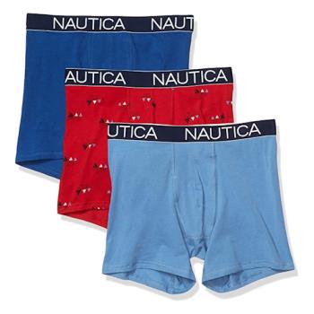 NAUTICA 2023男時尚透氣雙藍紅色四角修飾內著混搭3件組