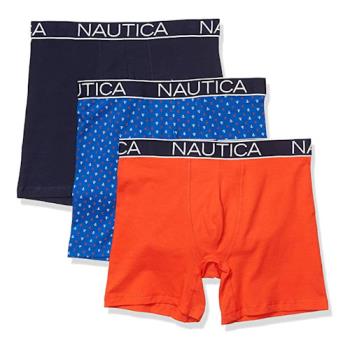 NAUTICA 2023男時尚透氣雙藍橘色四角修飾內著混搭3件組