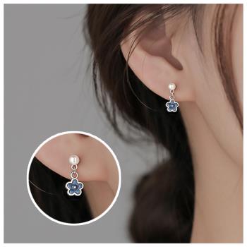 梨花HaNA 韓國925銀藍色小花朵．迷你精緻版耳環