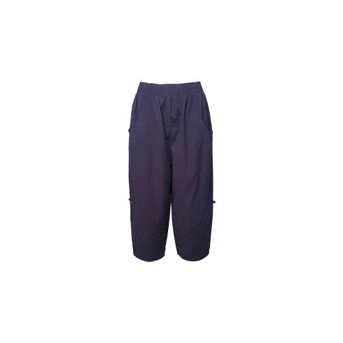 蘭陵造型款棉質縮口七分褲組