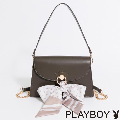 PLAYBOY - 翻蓋斜背包 Breeze 2系列 - 咖綠色