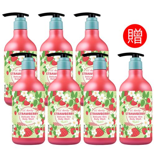 【買六送一】CC daily草莓粉嫩沐浴乳580g*6入+送草莓粉嫩沐浴乳580g*1入