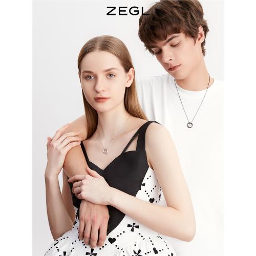 ZEGL莫比烏斯環情侶字母項鏈男生一對異地925純銀生日禮物送女友