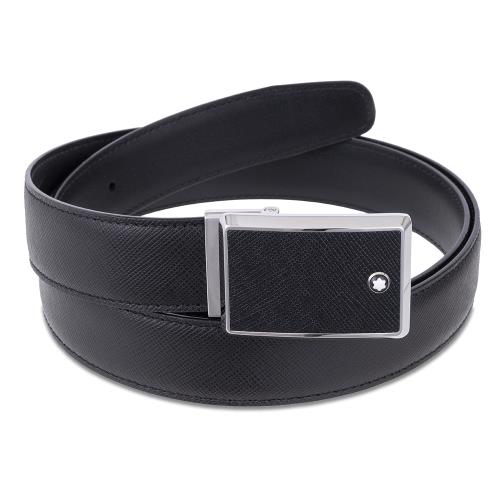 Montblanc 萬寶龍十字紋矩形牛皮皮帶