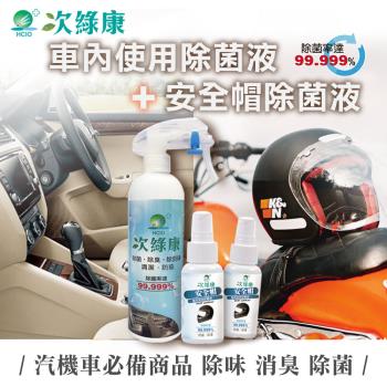 【次綠康】車內使用除菌液350mlx1+安全帽用除菌液60mlx2