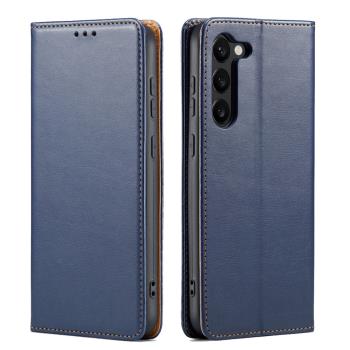 Fierre Shann 真皮紋 Samsung Galaxy S23+ (6.6吋) 錢包支架款 磁吸側掀 手工PU皮套保護殼