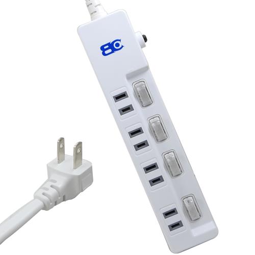 新安規 2孔4座4切過載斷電1.8M安全延長線 KTC-98442