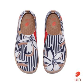uin西班牙原創設計 女鞋 條紋花開彩繪休閒鞋W1010561