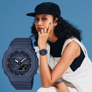 CASIO 卡西歐 G-SHOCK 女錶 八角農家橡樹 霧面雙顯手錶-藍(GMA-S2100BA-2A1)