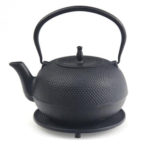 【南部名產鐵器】鑄鐵壺附鐵墊(1.5L)圓墨(泡茶壺、煮水壺)