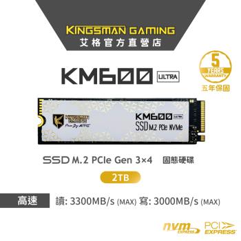 【AITC】艾格 KINGSMAN KM600 ULTRA SSD 2TB M.2 2280 PCIe NVMe 固態硬碟+散熱片
