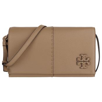 TORY BURCH- McGraw縫線紋皮革手拿/斜揹包(焦糖)中