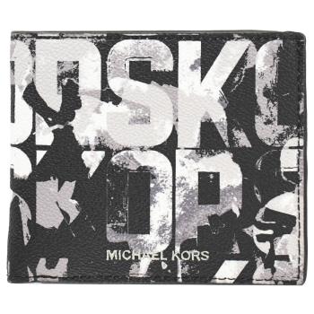MICHAEL KORS COOPER 經典品牌做舊字樣八卡對開短夾.黑灰