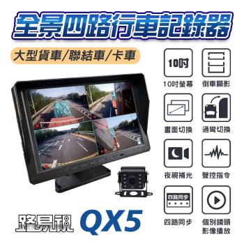 【路易視】QX5 1080P 10吋螢幕一體機 四路全景監控 行車視野輔助系統 行車紀錄器贈 64G記憶卡