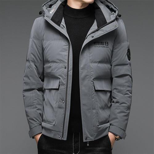 【米蘭精品】羽絨外套白鴨絨夾克-連帽休閒簡約防水男外套2色74df44