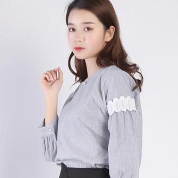 【Stoney.ax】圓領蕾絲片棉麻拋袖客製上衣-#p10