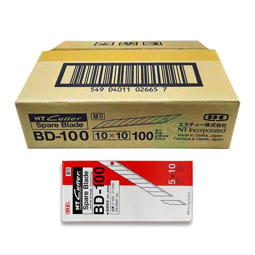 NT Cutter 美工刀替刃 美工刀片 30度斜角 100小包入 /盒 BD-100 (共500片)